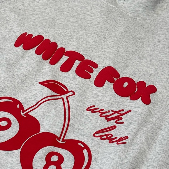 White Fox Cherry With Love In The Moment Hoodie Grey Marle - Picture 13 of 16